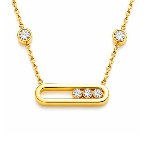 Julia | Gold Plated Sliding Ball Pendant Necklace