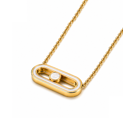 Sandra | Gold Plated Sliding Ball Uno Geometric Necklace
