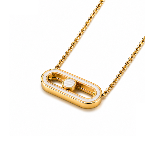 Sandra | Gold Plated Sliding Ball Uno Geometric Necklace