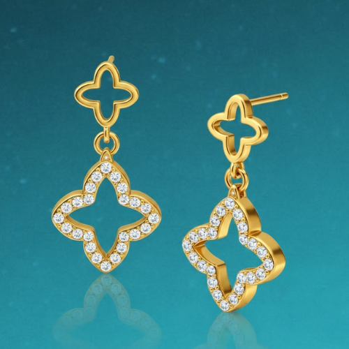 Dalia | Gold Plated Four-Leaf Clover Stud Earrings