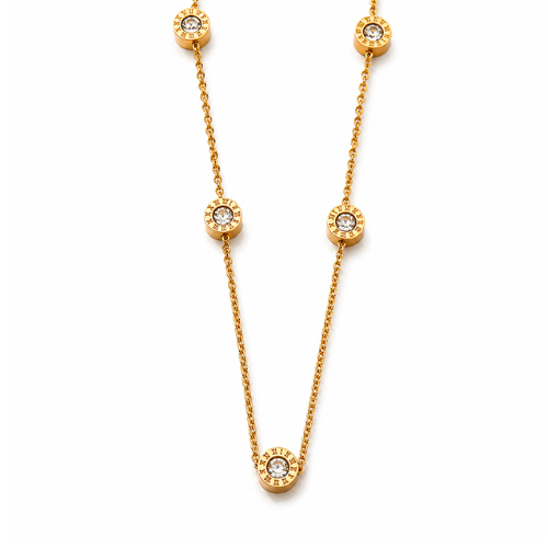 Hind | Gold Plated Roman Numeral Diamond Necklace