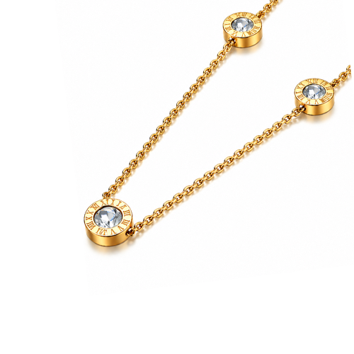Hind | Gold Plated Roman Numeral Diamond Necklace