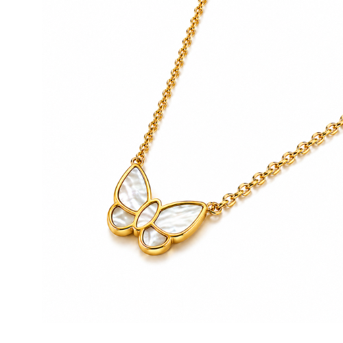 Mirayah | Gold-Plated Shell Butterfly Charm Necklace