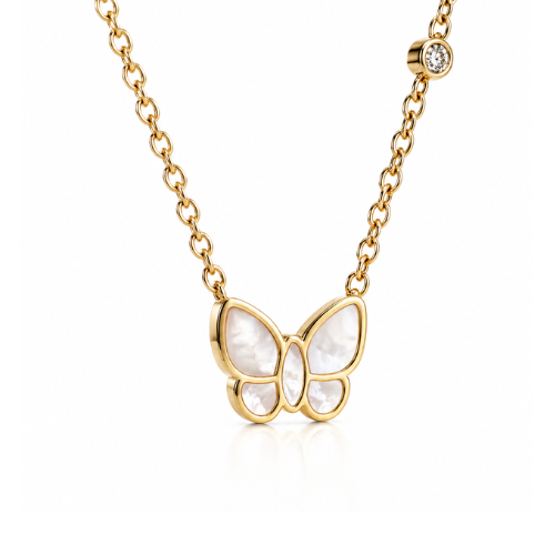 Mirayah | Gold-Plated Shell Butterfly Charm Necklace