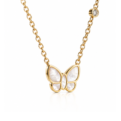 Mirayah | Gold-Plated Shell Butterfly Charm Necklace