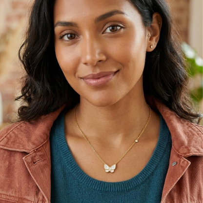 Mirayah | Gold-Plated Shell Butterfly Charm Necklace