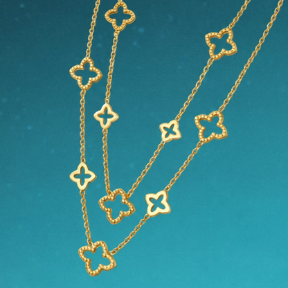 Angelina | Gold Plated Four-Leaf Hollow Clover Necklace