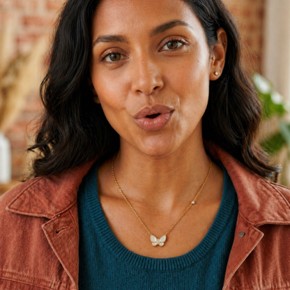 Mirayah | Gold-Plated Shell Butterfly Charm Necklace