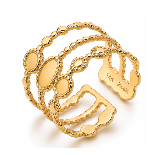 Ruby | Gold-Plated Boho Open Cuff Ring