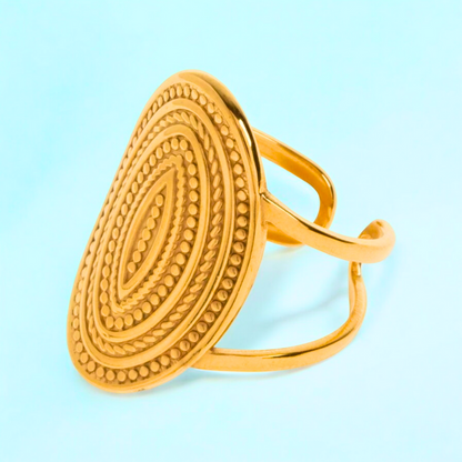 Penelope | Gold Plated Oval Punk Style Bohemian Resizable Ring