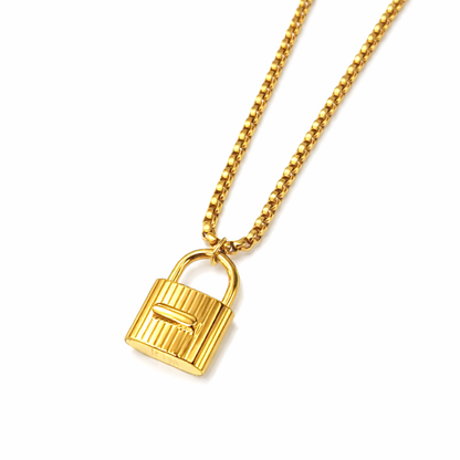 June | Gold Plated Lock Pendant Necklace