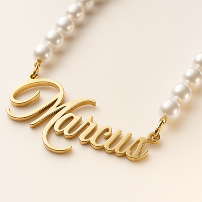 Rielle | Personalised Single Name Pearl Necklace