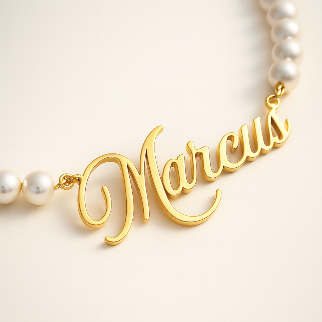 Rielle | Personalised Single Name Pearl Necklace