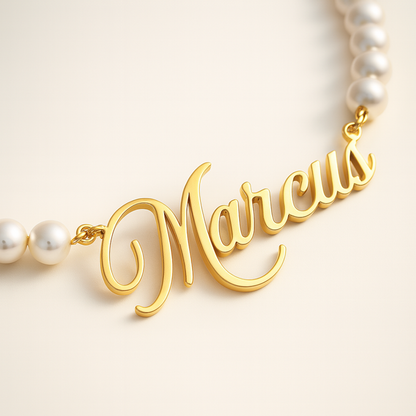 Rielle | Personalised Single Name Pearl Necklace