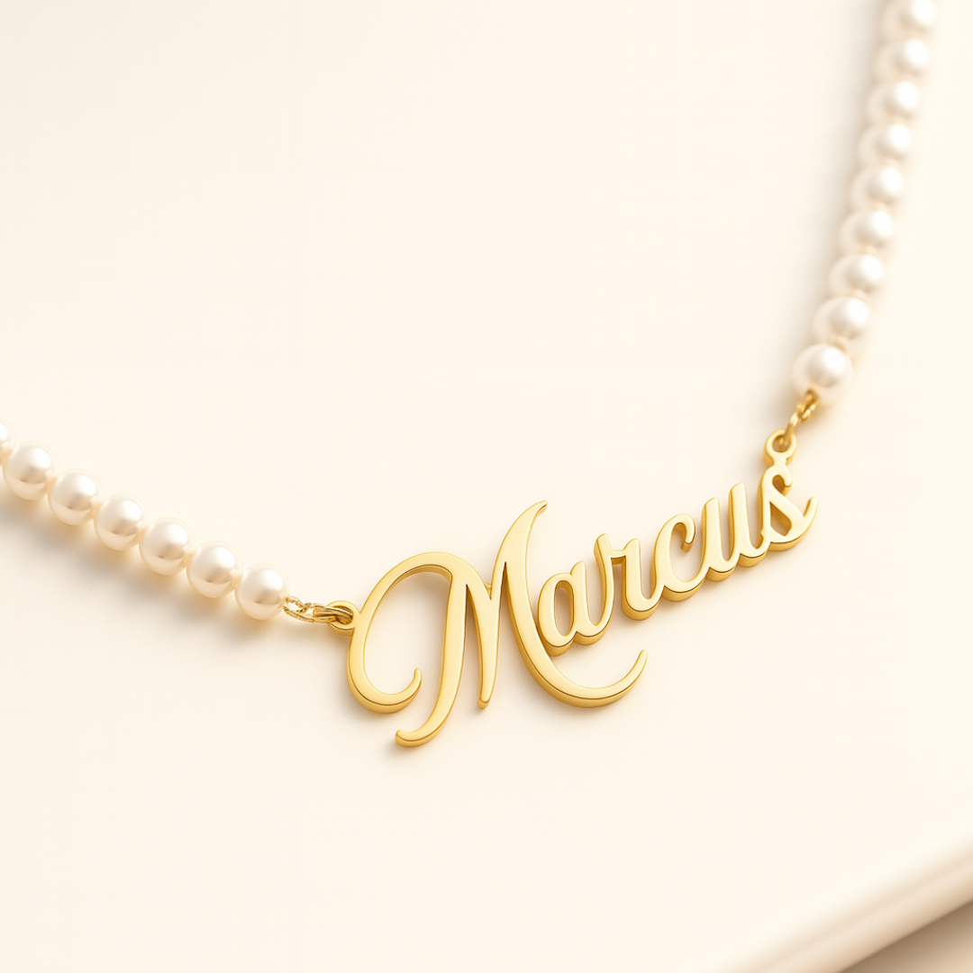 Rielle | Personalised Single Name Pearl Necklace