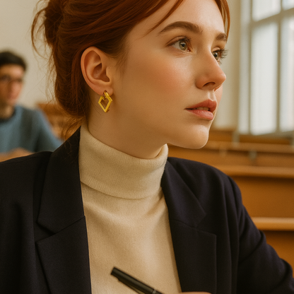 Juliette | Rose Gold Plated Square Geometric Hoop Earrings