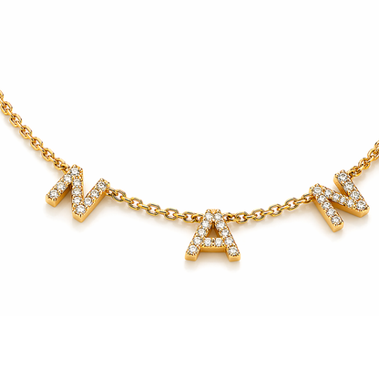 Amira | Gold Plated Suspended Personalised ICY Name Necklace