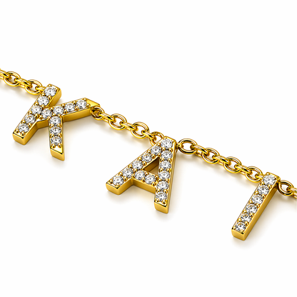 Amira | Gold Plated Suspended Personalised ICY Name Necklace