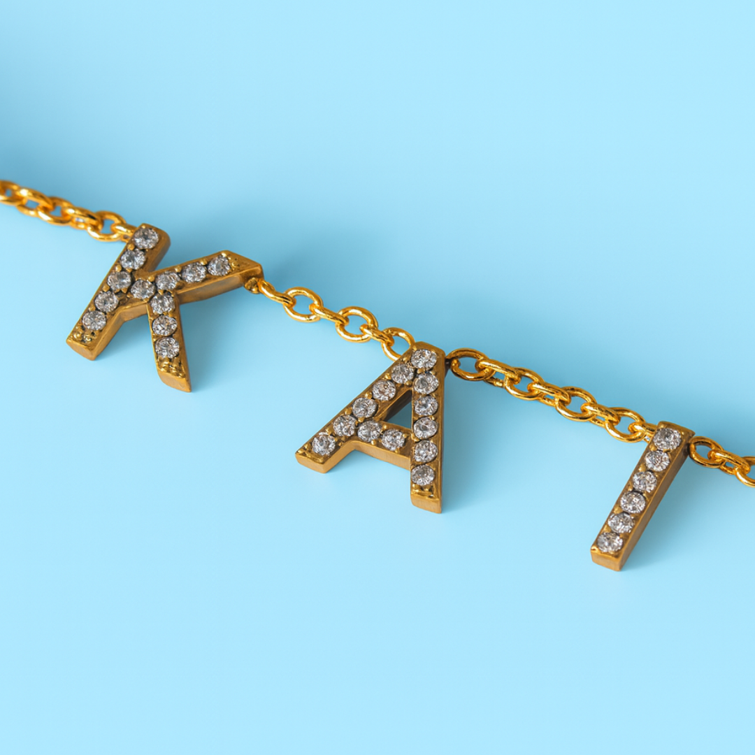 Amira | Suspended Personalised ICY Name Necklace, Custom Name Necklace - 18K Gold Plated Waterproof Necklace