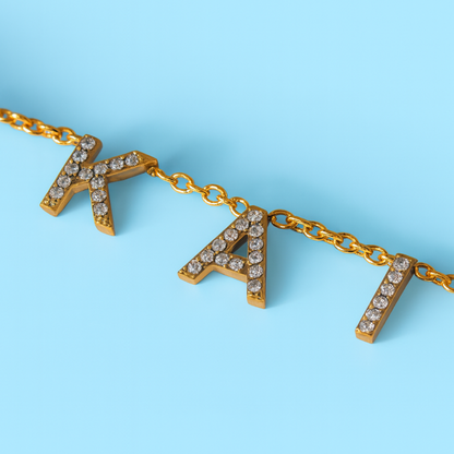 Amira | Suspended Personalised ICY Name Necklace, Custom Name Necklace - 18K Gold Plated Waterproof Necklace