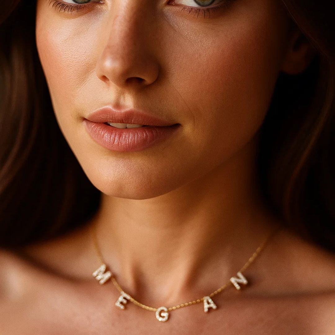 Amira | Suspended Personalised ICY Name Necklace, Custom Name Necklace - 18K Gold Plated Waterproof Necklace