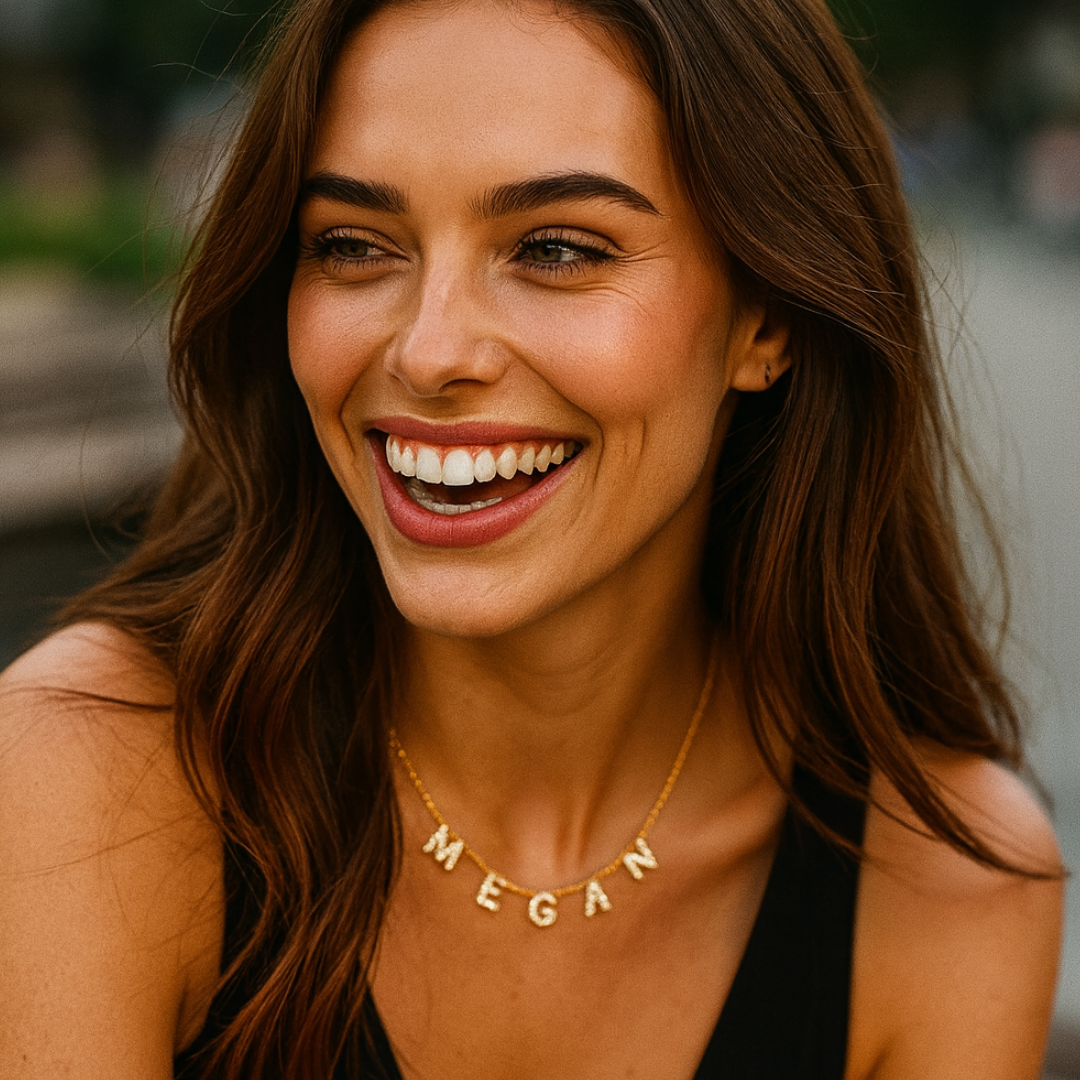 Amira | Suspended Personalised ICY Name Necklace, Custom Name Necklace - 18K Gold Plated Waterproof Necklace