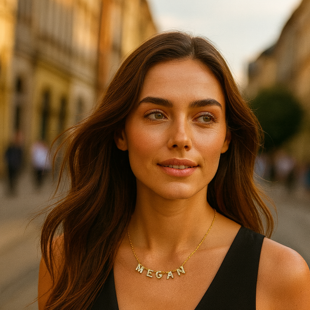 Amira | Suspended Personalised ICY Name Necklace, Custom Name Necklace - 18K Gold Plated Waterproof Necklace