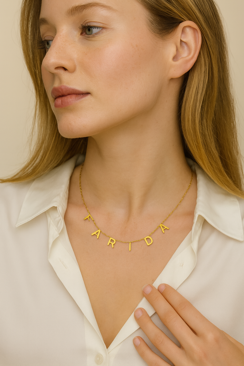Veronika | Suspended Personalised Necklace, Custom Name Necklace - 18K Gold Plated Waterproof Necklace
