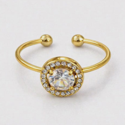 Meritt | Gold Plated Solitaire Faceted Zircon Ring