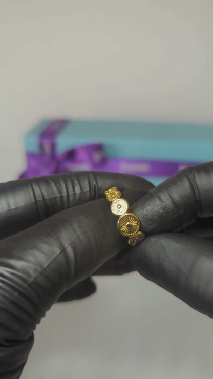 Carmen | Gold Plated Sun Design Resizable Ring