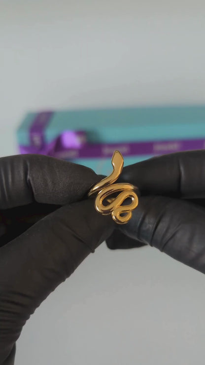 Maelle | Gold-Plated Snake Charm Adjustable Resizable Ring