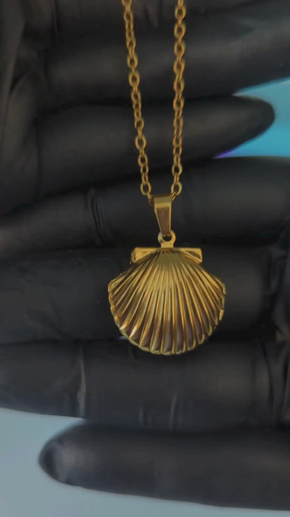 Rexa | Gold (18K) Plated Sea-Shell Waterproof Locket Necklace