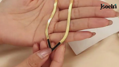 Aura | 18K Gold Plated V-shaped Flat Snake Bone Waterproof Chain