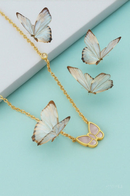 Mirayah | Gold-Plated (18K) Shell Butterfly Charm Waterproof Necklace