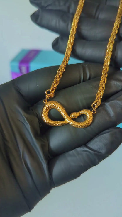 Heidi | Gold-Plated Snake Head Infinity Charm Necklace