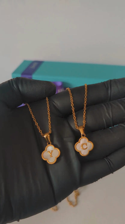 Charlotte | Gold (18K) Plated Alphabet Four-Leaf Clover Pendant Waterproof Necklace