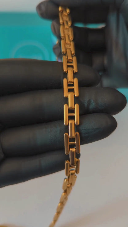 Beatrice | Gold (18K) Bar Link/Cuban Link Chunky Waterproof Chain Necklace