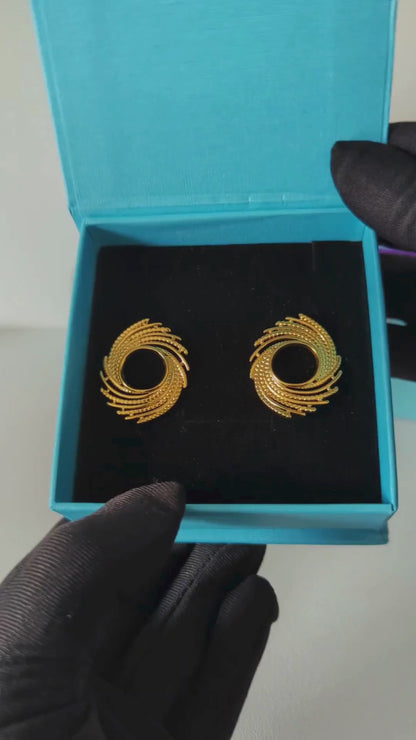 Ines | Gold Plated Nest Style Stud Earrings