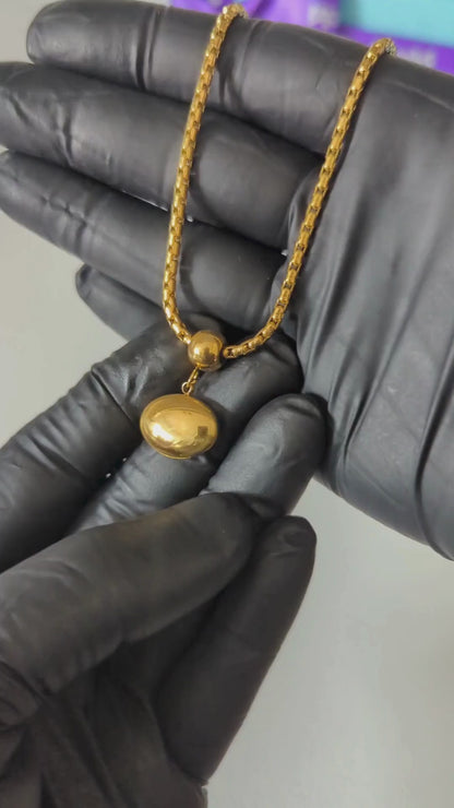 Nancy | Gold Plated Solid Oval Pendant Necklace