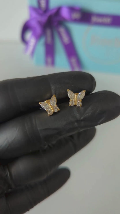 Crystal | 18K Gold-Plated Butterfly Stud Waterproof Earrings
