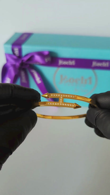 Selena | Gold Plated Zircon Nail Bracelet Bangle