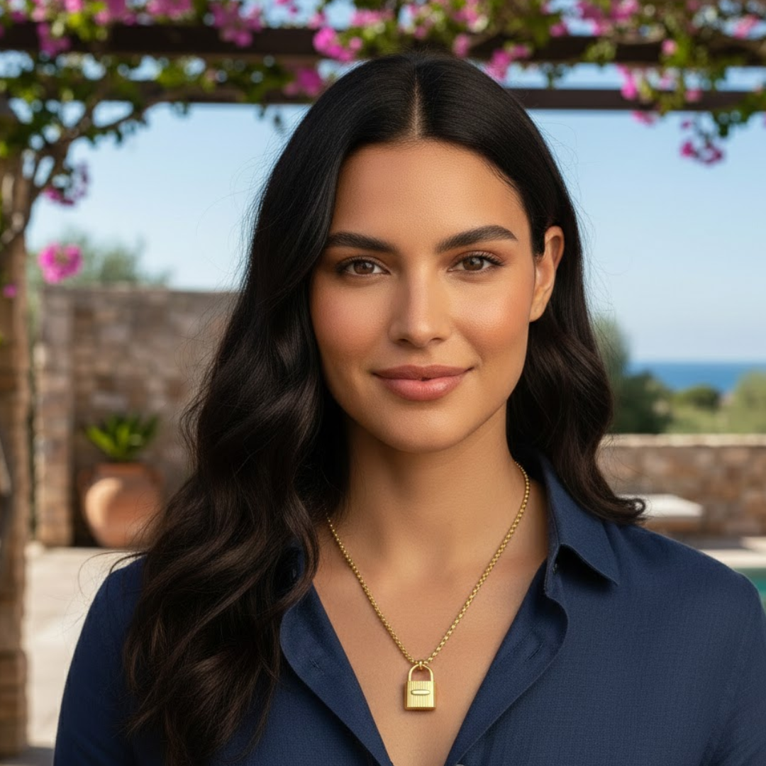June | Gold Plated Lock Pendant Necklace