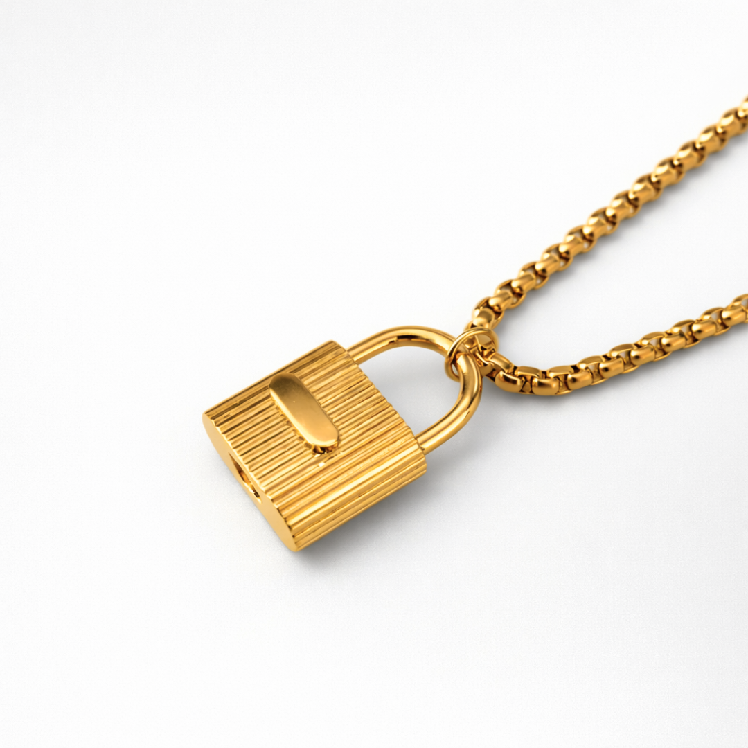 June | Gold Plated Lock Pendant Necklace