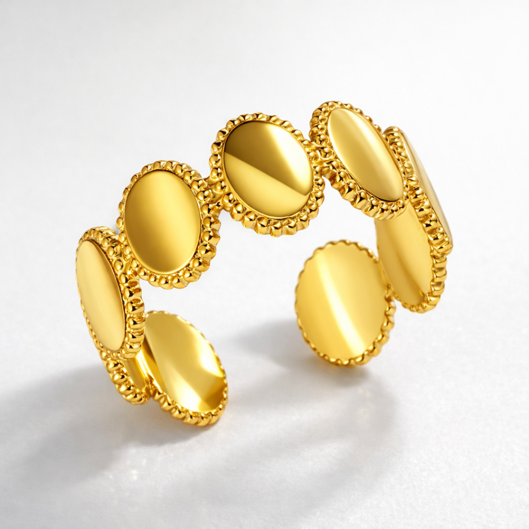Justine | Gold-Plated Vintage Resizable Oval Ring