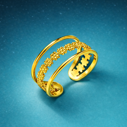Jane | Gold Plated Hollow Flower Resizable Ring