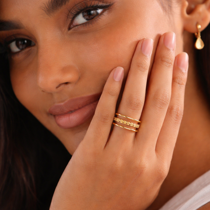 Jane | Gold Plated Hollow Flower Resizable Ring