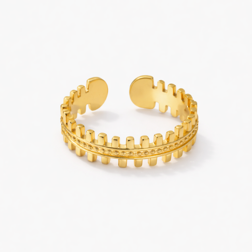 Sienna | Gold Plated Bone Shape Crown Resizable Ring