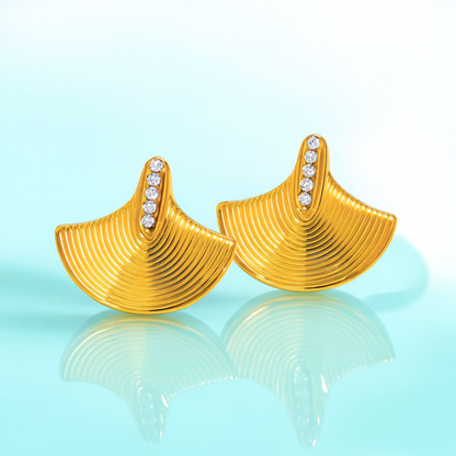 Cleopatra | 18K Gold-Plated Luxury Fan Shape Vintage Stud Waterproof Earrings