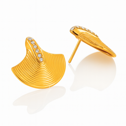 Cleopatra | 18K Gold-Plated Luxury Fan Shape Vintage Stud Waterproof Earrings