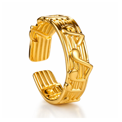 Lexie | Gold-Plated Music Notes Resizable Ring